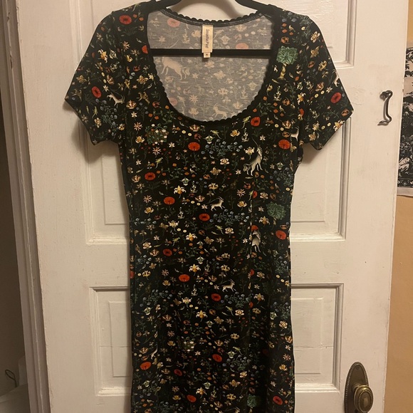 Samantha Pleet Illuminated Print 🦄 Floral Black Dress NWOT - Picture 2 of 5